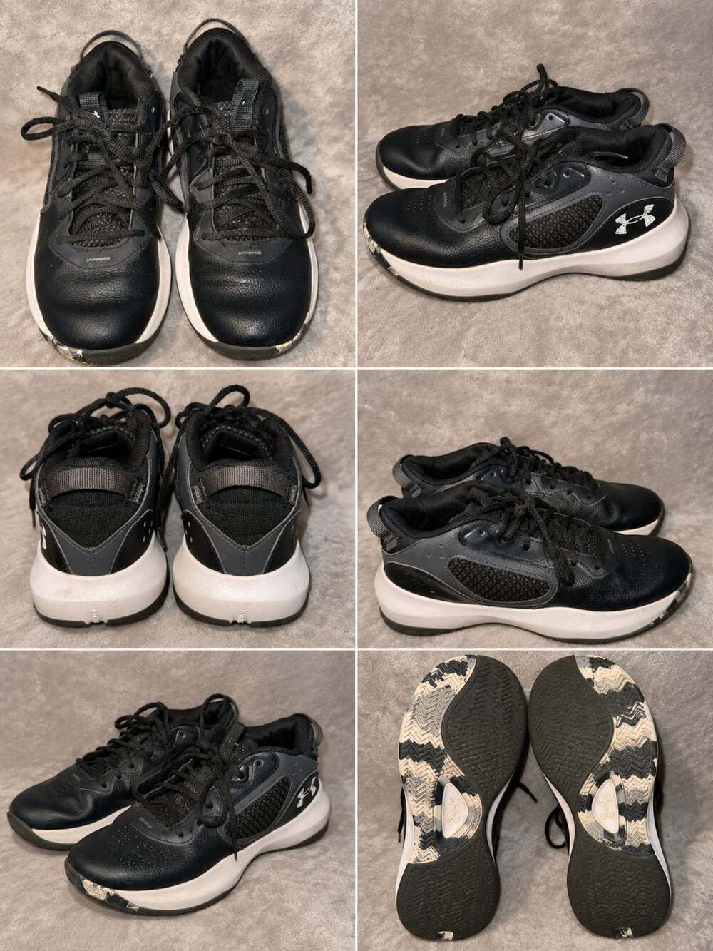 Under Armour Lockdown 6 Basketball Shoes Black/White Biys Youth Size 4.5